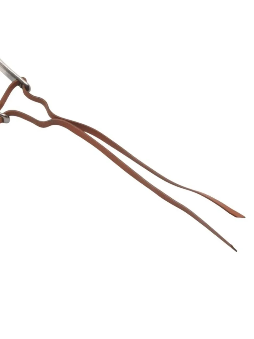 Hermes Leather Necklace Choker Horse Tackle Brown String Silver